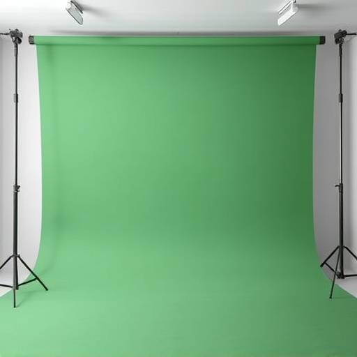 Photo studio equipped with a green screen